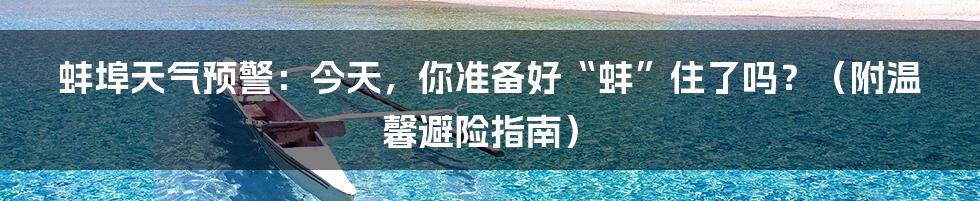 蚌埠天气预警：今天，你准备好“蚌”住了吗？（附温馨避险指南）