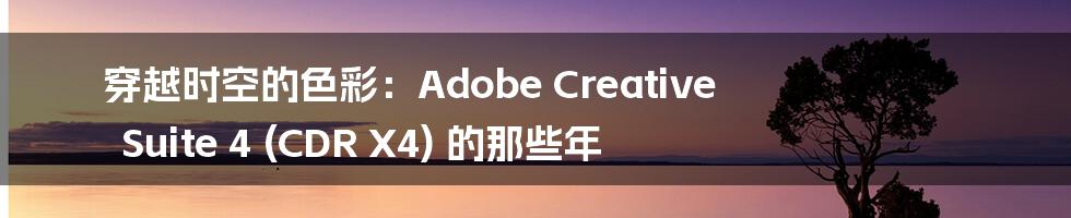 穿越时空的色彩:Adobe Creative Suite 4 (CDR X4) 的那些年