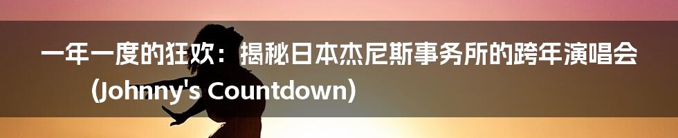 一年一度的狂欢：揭秘日本杰尼斯事务所的跨年演唱会 (Johnny's Countdown)
