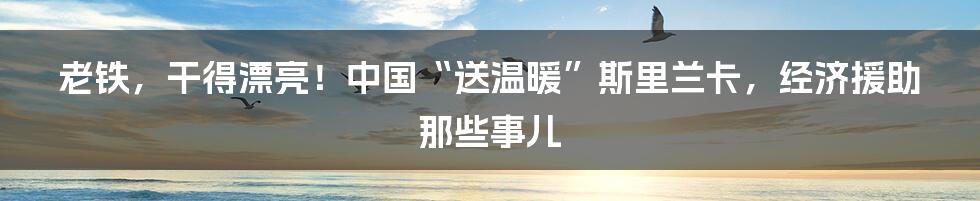 老铁，干得漂亮！中国“送温暖”斯里兰卡，经济援助那些事儿