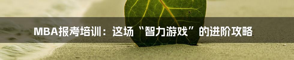 MBA报考培训:这场“智力游戏”的进阶攻略