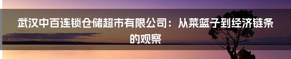 武汉中百连锁仓储超市有限公司:从菜篮子到经济链条的观察
