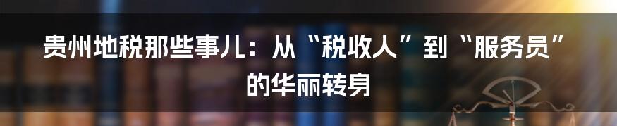 贵州地税那些事儿：从“税收人”到“服务员”的华丽转身
