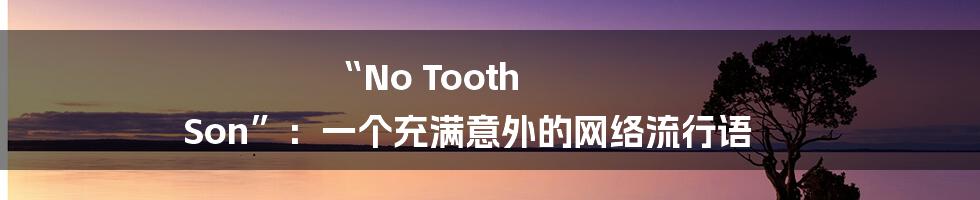 “No Tooth Son”：一个充满意外的网络流行语