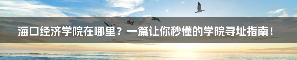 海口经济学院在哪里?一篇让你秒懂的学院寻址指南!