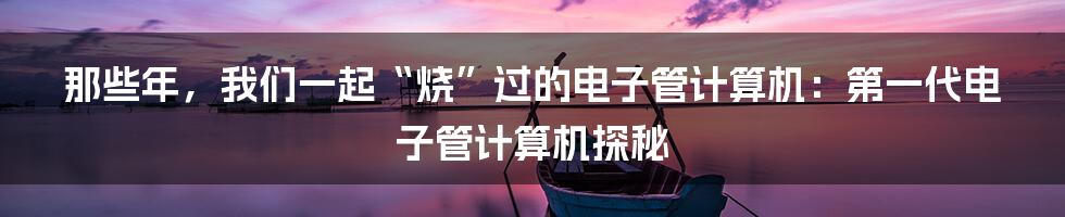 那些年,我们一起“烧”过的电子管计算机:第一代电子管计算机探秘