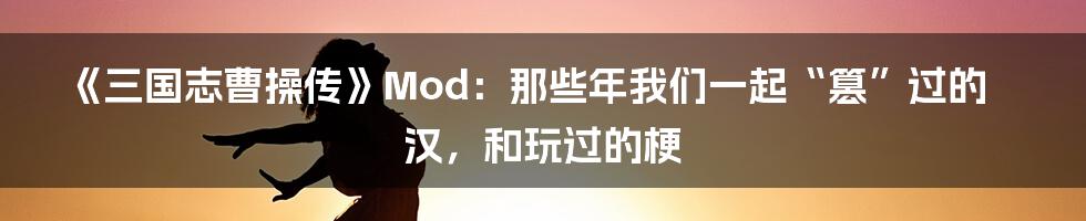 《三国志曹操传》Mod:那些年我们一起“篡”过的汉,和玩过的梗