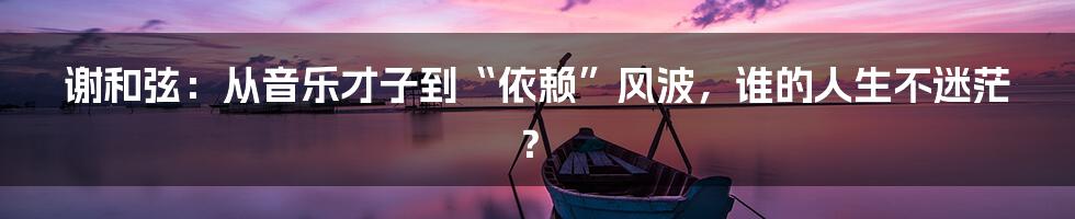 谢和弦:从音乐才子到“依赖”风波,谁的人生不迷茫?