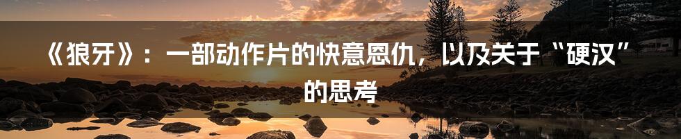 《狼牙》：一部动作片的快意恩仇，以及关于“硬汉”的思考