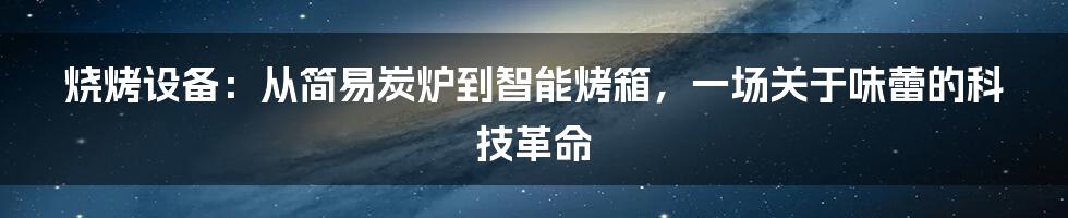 烧烤设备：从简易炭炉到智能烤箱，一场关于味蕾的科技革命