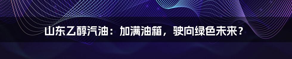 山东乙醇汽油:加满油箱,驶向绿色未来?