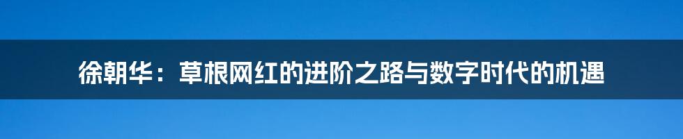 徐朝华:草根网红的进阶之路与数字时代的机遇