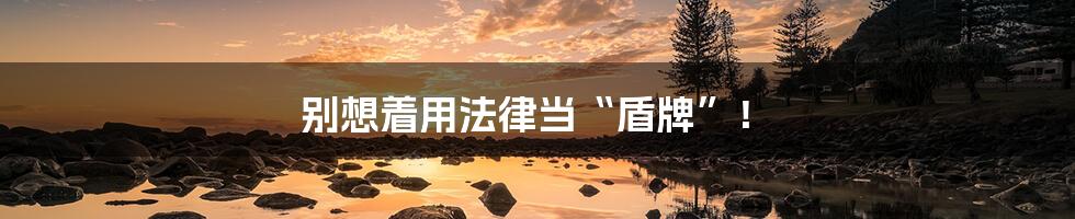 别想着用法律当“盾牌”!