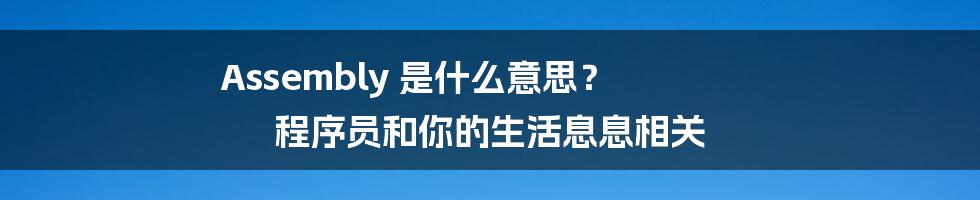 Assembly 是什么意思? 程序员和你的生活息息相关