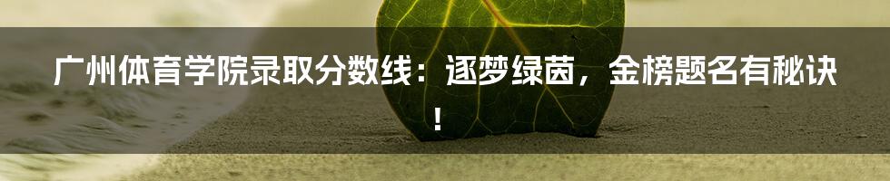 广州体育学院录取分数线:逐梦绿茵,金榜题名有秘诀!