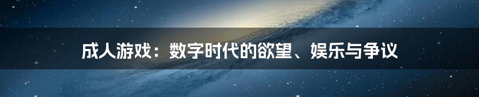 成人游戏:数字时代的欲望、娱乐与争议