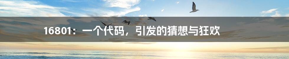 16801：一个代码，引发的猜想与狂欢