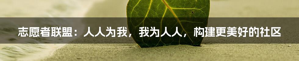 志愿者联盟：人人为我，我为人人，构建更美好的社区