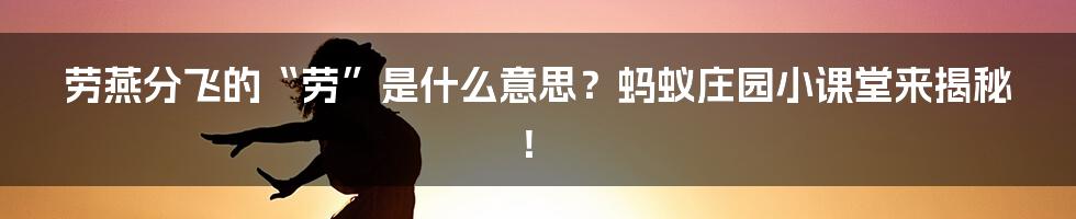 劳燕分飞的“劳”是什么意思？蚂蚁庄园小课堂来揭秘！