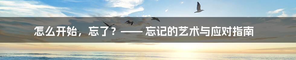 怎么开始，忘了？—— 忘记的艺术与应对指南