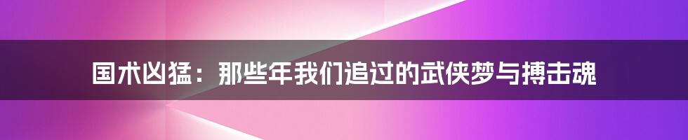 国术凶猛:那些年我们追过的武侠梦与搏击魂