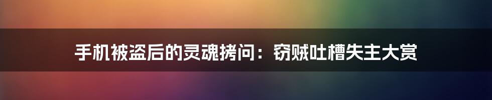 手机被盗后的灵魂拷问：窃贼吐槽失主大赏