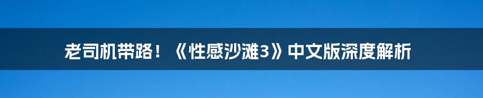 老司机带路!《性感沙滩3》中文版深度解析
