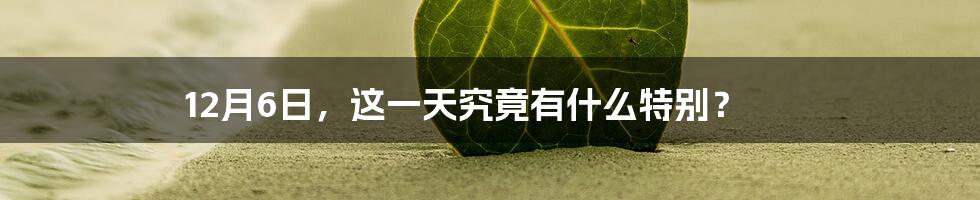 12月6日，这一天究竟有什么特别？