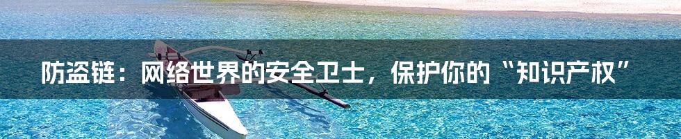 防盗链：网络世界的安全卫士，保护你的“知识产权”