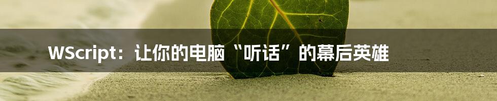 WScript：让你的电脑“听话”的幕后英雄