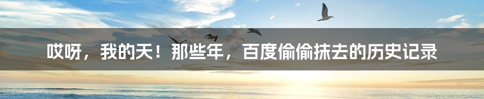 哎呀,我的天!那些年,百度偷偷抹去的历史记录