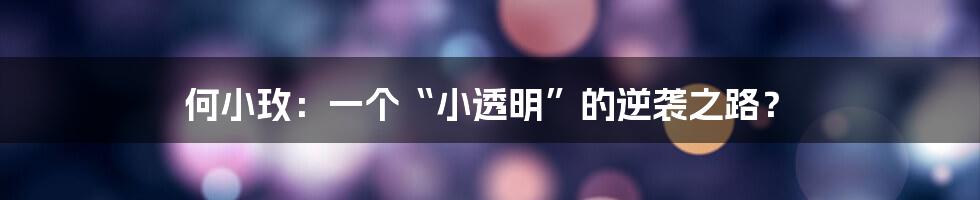 何小玫：一个“小透明”的逆袭之路？