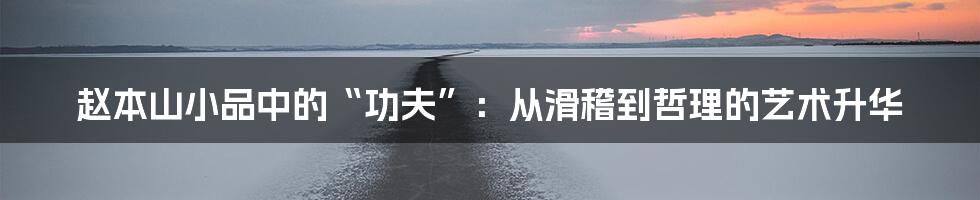 赵本山小品中的“功夫”：从滑稽到哲理的艺术升华