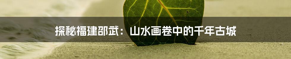 探秘福建邵武:山水画卷中的千年古城
