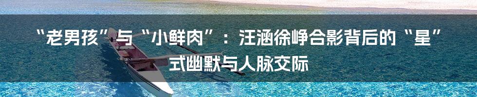 “老男孩”与“小鲜肉”：汪涵徐峥合影背后的“星”式幽默与人脉交际