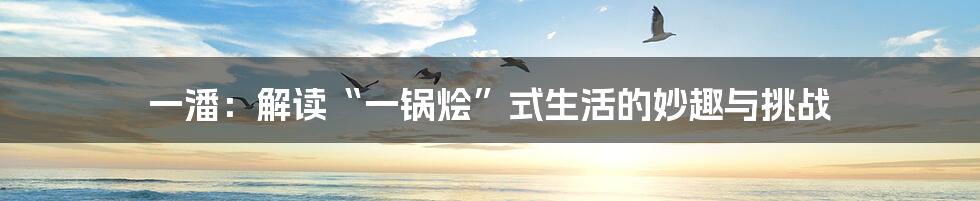 一潘：解读“一锅烩”式生活的妙趣与挑战