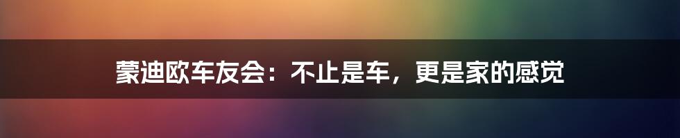 蒙迪欧车友会:不止是车,更是家的感觉