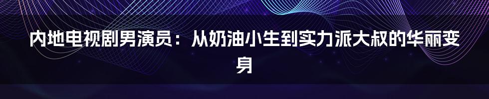 内地电视剧男演员：从奶油小生到实力派大叔的华丽变身