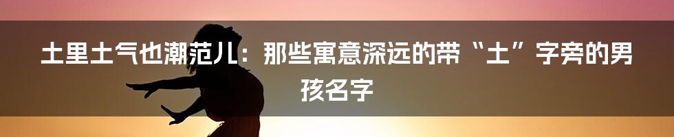 土里土气也潮范儿:那些寓意深远的带“土”字旁的男孩名字