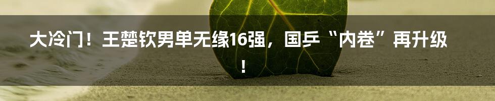 大冷门!王楚钦男单无缘16强,国乒“内卷”再升级!