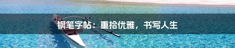 钢笔字帖:重拾优雅,书写人生