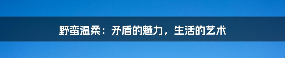 野蛮温柔:矛盾的魅力,生活的艺术
