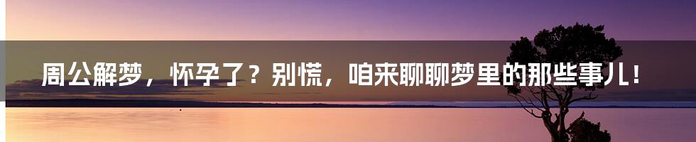 周公解梦，怀孕了？别慌，咱来聊聊梦里的那些事儿！