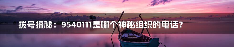 拨号探秘：9540111是哪个神秘组织的电话？