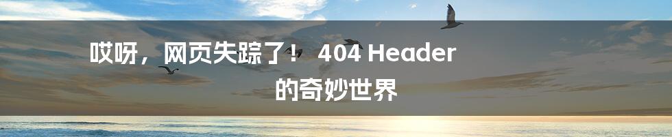 哎呀，网页失踪了！ 404 Header 的奇妙世界