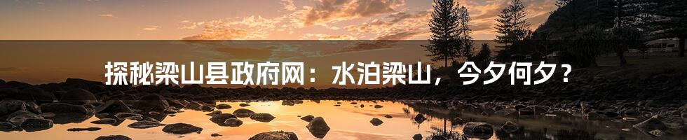 探秘梁山县政府网：水泊梁山，今夕何夕？