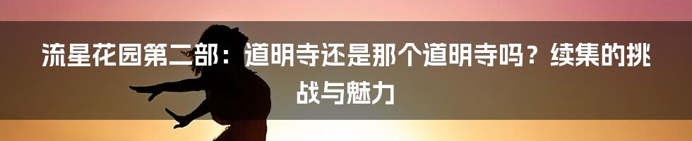 流星花园第二部:道明寺还是那个道明寺吗?续集的挑战与魅力