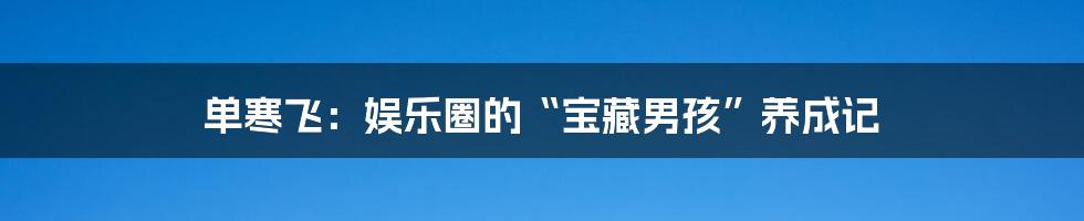 单寒飞:娱乐圈的“宝藏男孩”养成记