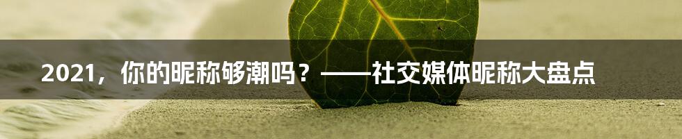 2021，你的昵称够潮吗？——社交媒体昵称大盘点