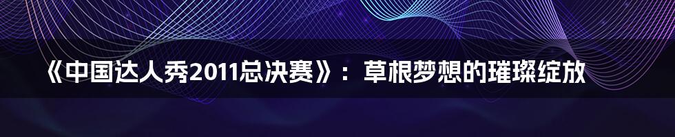 《中国达人秀2011总决赛》:草根梦想的璀璨绽放